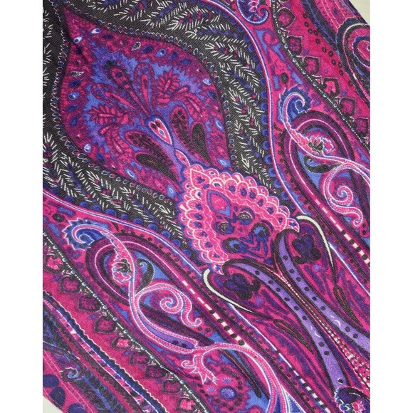 Chico’s Magenta Purple Paisley Mendhi Scarf 36x17 Luxe Jewel Tone Old Money Boho - Picture 3 of 6